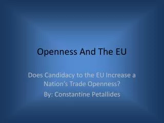 Openness And The EU