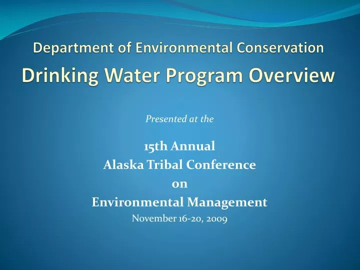 department of environmental conservation drinking water program overview