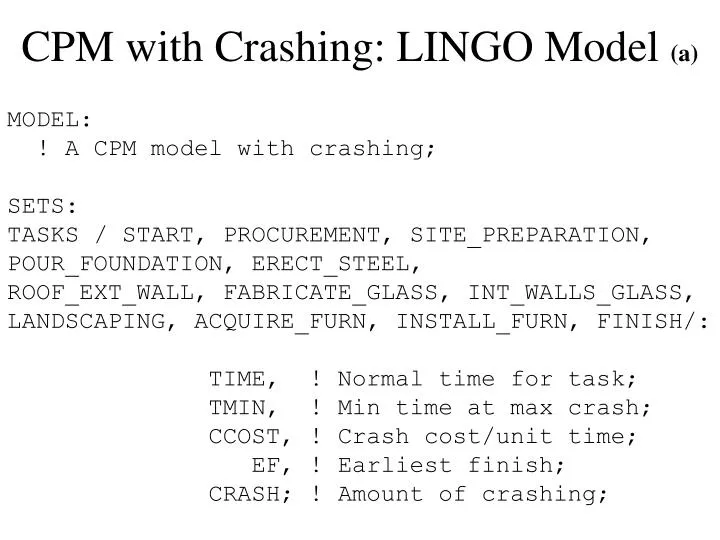 cpm with crashing lingo model a