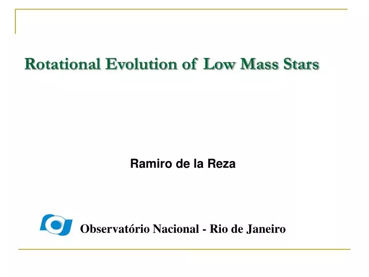rotational evolution of low mass stars