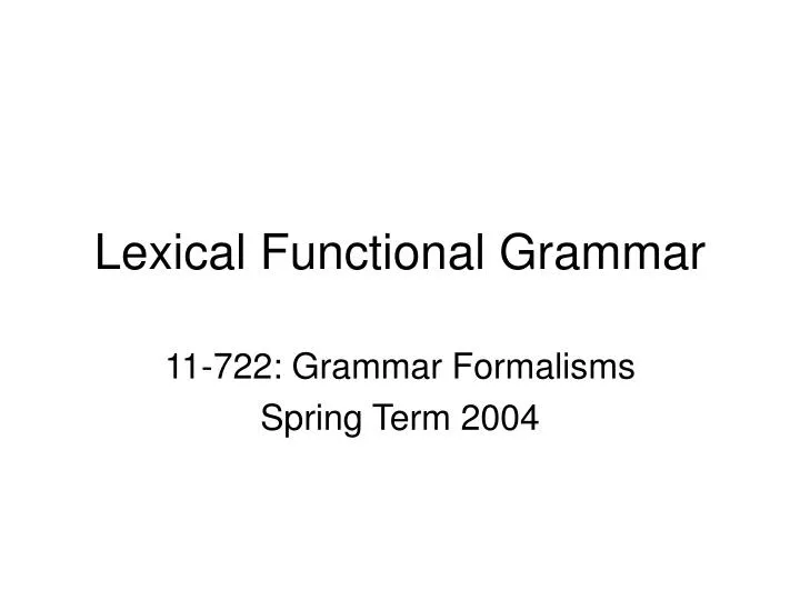 lexical functional grammar