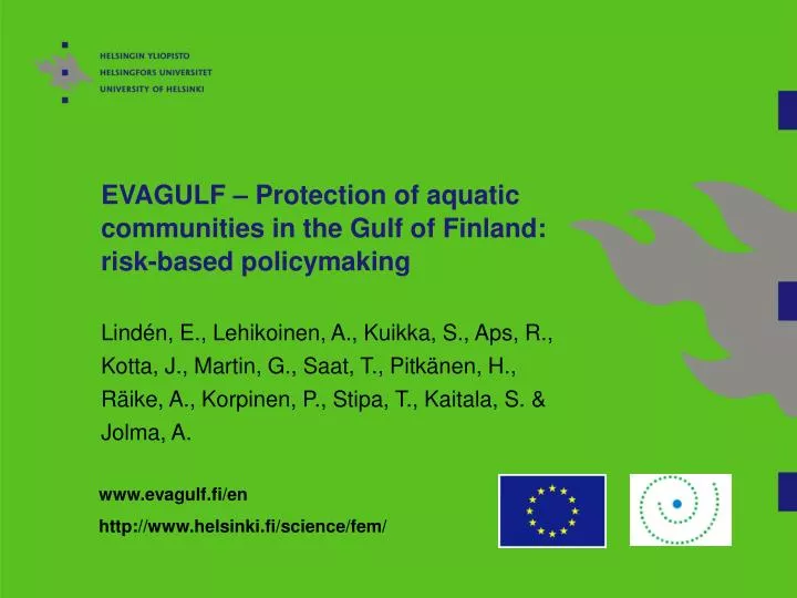 evagulf protection of aquatic communities in the gulf of finland risk based policymaking