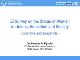 EI Survey on the Status of Women in Unions, Education and Society - previews and snapshots -