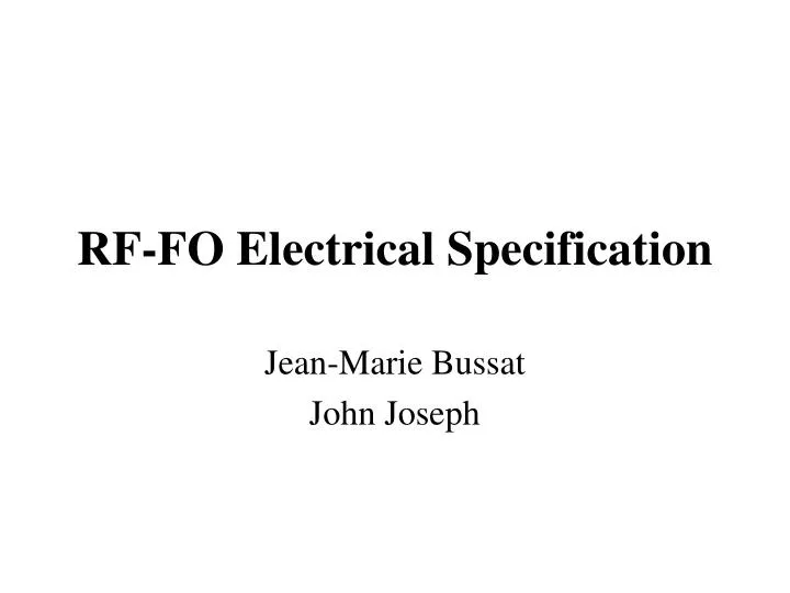 rf fo electrical specification