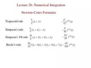 Lecture 26: Numerical Integration