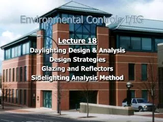 Environmental Controls I/IG