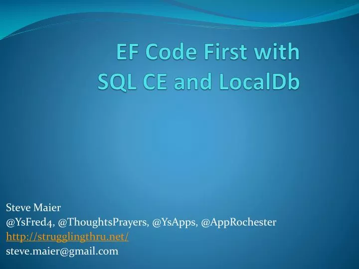 ef code first with sql ce and localdb