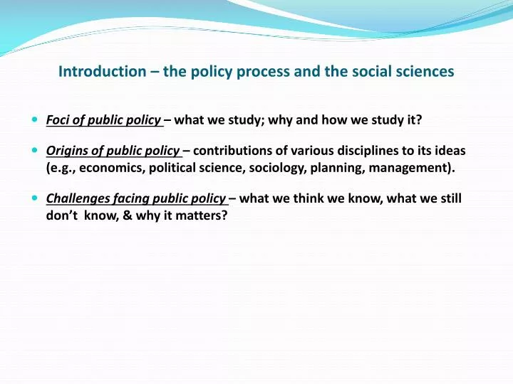 introduction the policy process and the social sciences