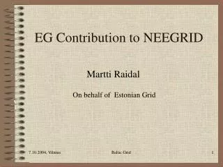 EG Contribution to NEEGRID