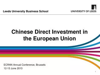 Chinese Direct Investment in the European Union