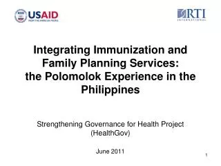 Strengthening Governance for Health Project (HealthGov) June 2011