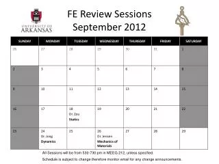 FE Review Sessions September 2012