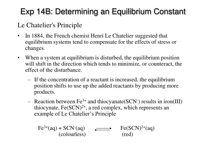 exp 14b determining an equilibrium constant
