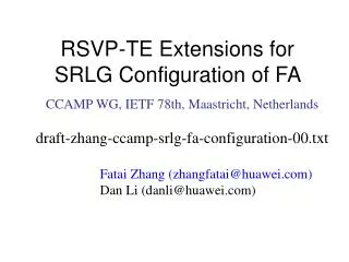 RSVP-TE Extensions for SRLG Configuration of FA