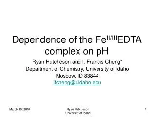 Dependence of the Fe II/III EDTA complex on pH