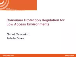 Consumer Protection Regulation for Low Access Environments