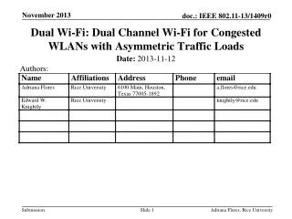 Dual Wi-Fi: Dual Channel Wi-Fi for Congested WLANs with Asymmetric Traffic Loads