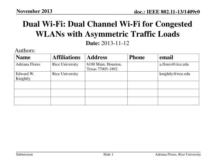 dual wi fi dual channel wi fi for congested wlans with asymmetric traffic loads
