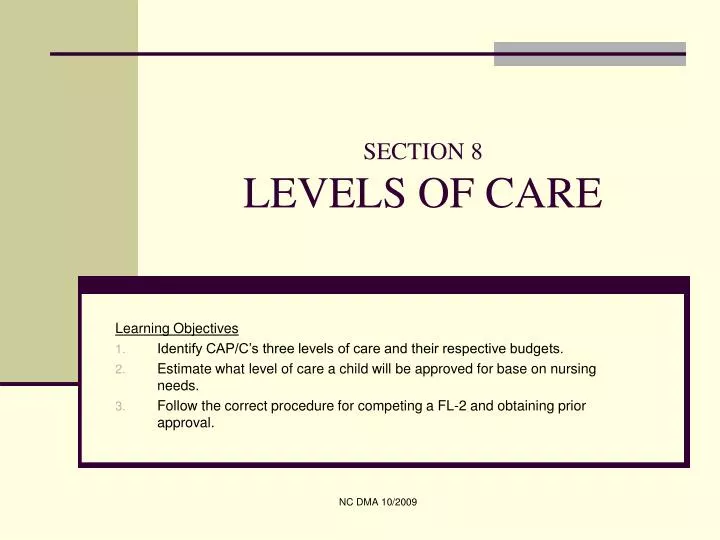 section 8 levels of care