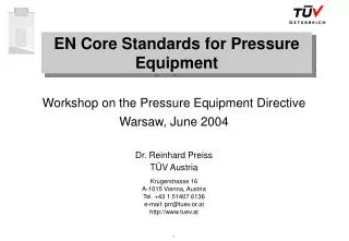 EN Core Standards for Pressure Equipment