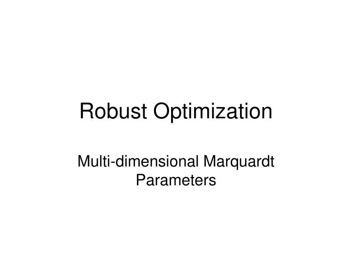 robust optimization