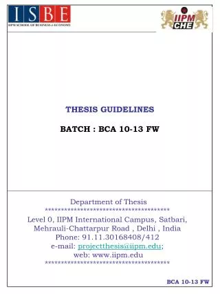THESIS GUIDELINES BATCH : BCA 10-13 FW