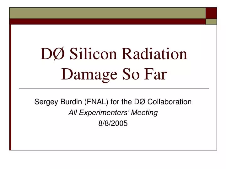 d silicon radiation damage so far