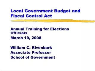 Local Government Budget and Fiscal Control Act