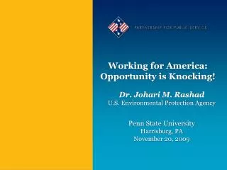 Working for America: Opportunity is Knocking!