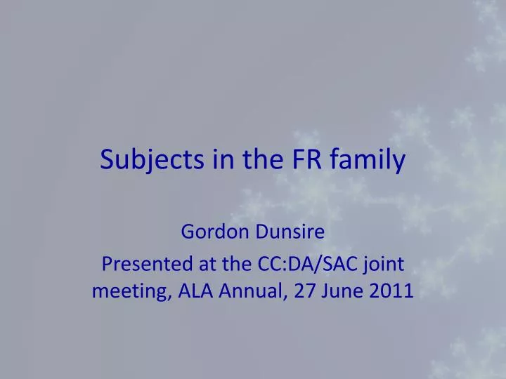 subjects in the fr family