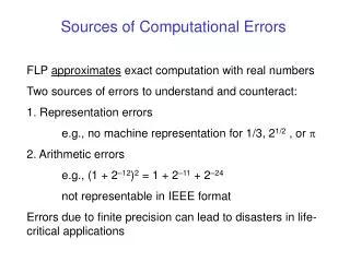 Sources of Computational Errors