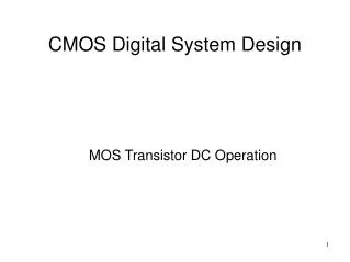 CMOS Digital System Design