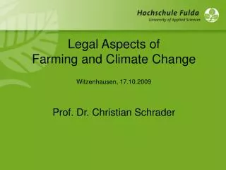Legal Aspects of Farming and Climate Change