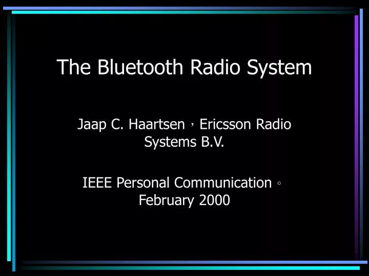the bluetooth radio system