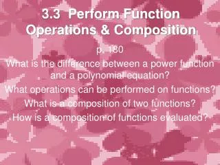 3.3 Perform Function Operations &amp; Composition