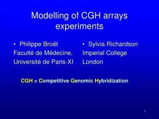 Modelling of CGH arrays experiments