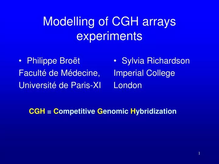 modelling of cgh arrays experiments