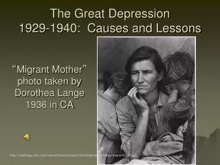 The Great Depression 1929-1940: Causes and Lessons