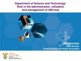 Department of Science and Technology: Role in the administration, utilization
