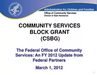COMMUNITY SERVICES BLOCK GRANT (CSBG)