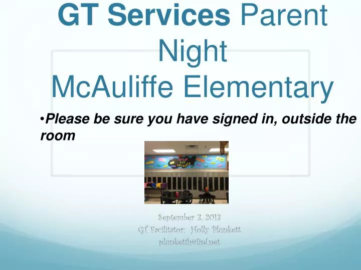 welcome gt services parent night mcauliffe elementary