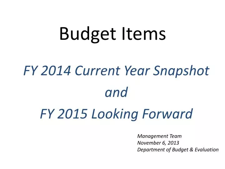 budget items