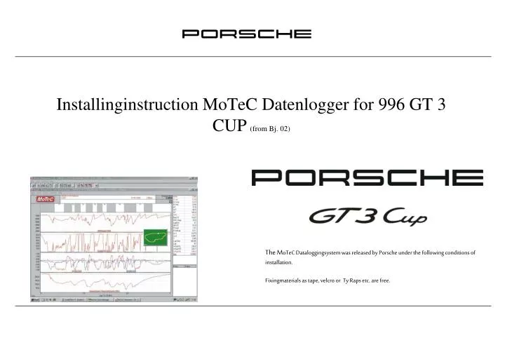 installinginstruction motec datenlogger for 996 gt 3 cup from bj 02