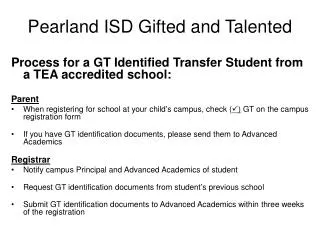 Pearland ISD Gifted and Talented