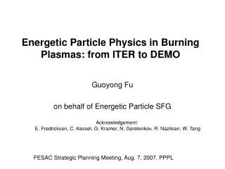 Energetic Particle Physics in Burning Plasmas: from ITER to DEMO