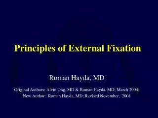 Principles of External Fixation