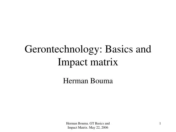 gerontechnology basics and impact matrix