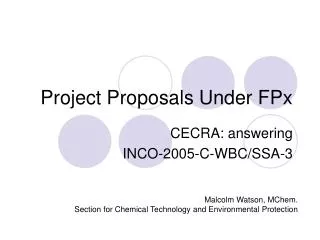 Project Proposals Under FPx