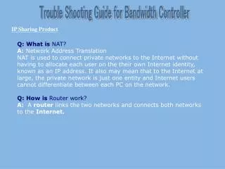 Trouble Shooting Guide for Bandwidth Controller