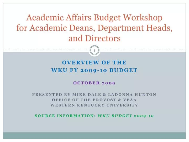 academic affairs budget workshop for academic deans department heads and directors